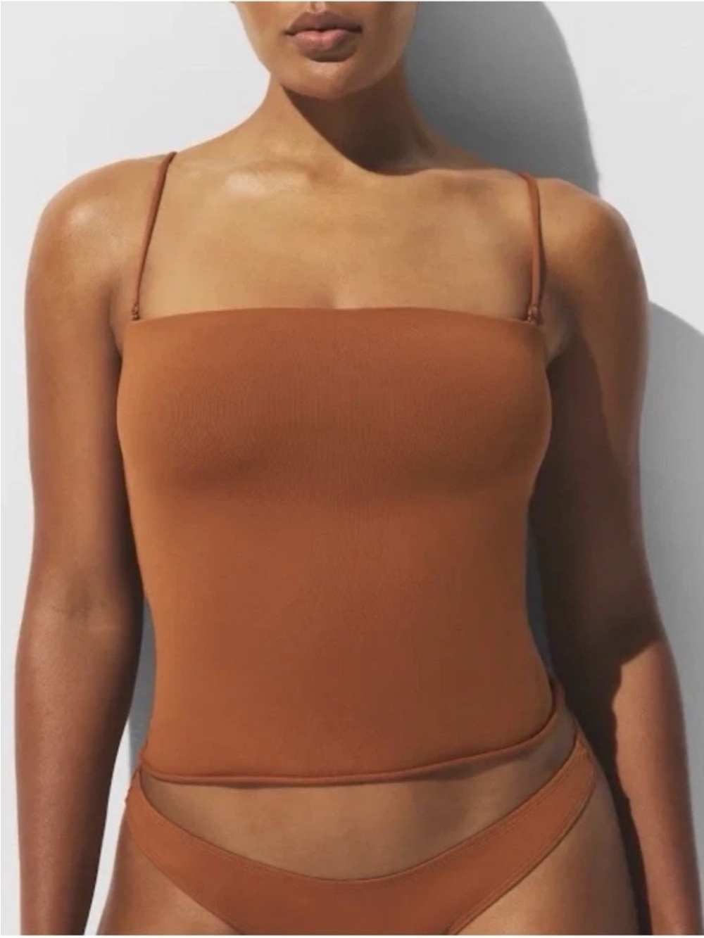 SKIMS NWT Classic Swim Convertible Bandeau Top - Bronze